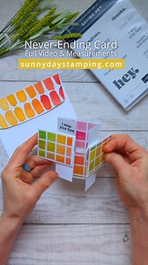 7.1K views · 95 reactions | I simplified the design of this intriguing card, so that it is very easy to make! It's called a Never-Ending or Infinity card. All you need is 2 pieces of cardstock, patterned paper, black ink and a stamp set with words you like. Watch the full video for paper cutting and assembly tips! It's over on my website. I'm happy to share the link. #cardmaking | Sunny Day Stamping | Facebook