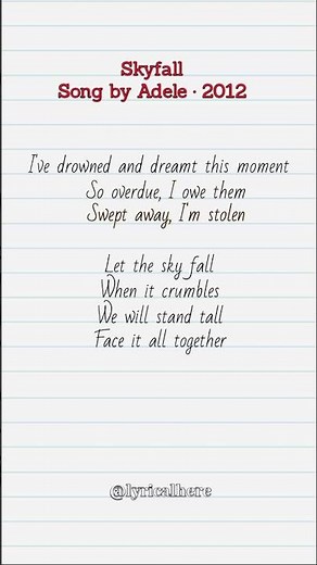 Skyfall lyrical video (Adele 2012)