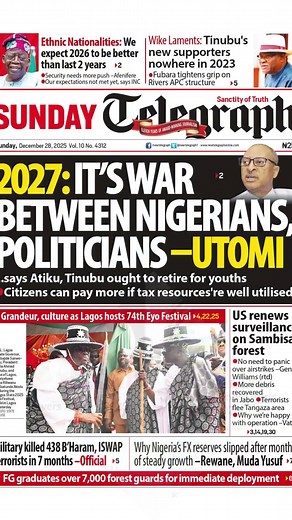 New Telegraph Front Page Headlines | Monday, December 29, 2025 #newtelegraph #news #headlines #naija