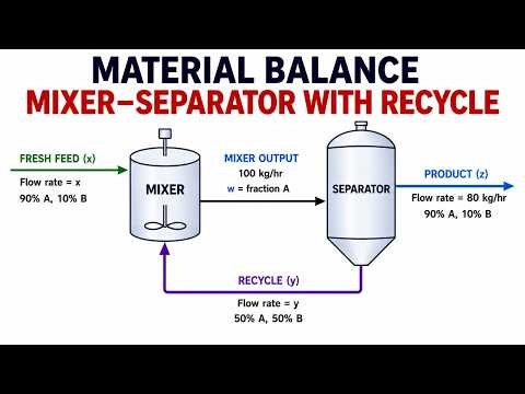 Material Balance on a Mixer–Separator System with Recycle Using Python | Chemical Engineering