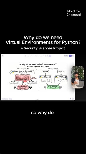 NextWork | Free Tech Projects on Instagram: "Day 3 of projects to add to your resume👇 This is Virtual Environments Explained and is part of the AI Security Scanner with Gemini project. Head to learn.nextwork.org or follow and comment on projects for access. #ai #security #cybersecurity #coding"