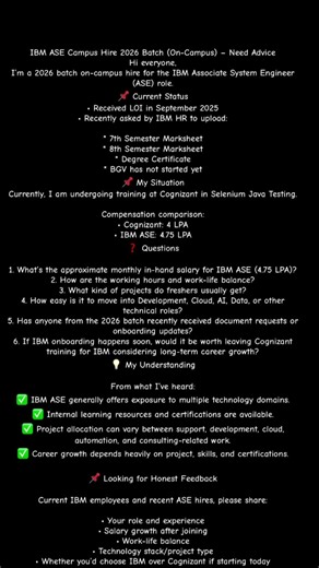 IBM ASE Campus Hire 2026 Batch (On-Campus) – Need Advice