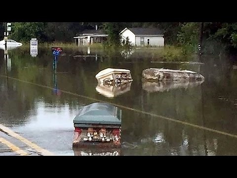 Eerie Coffins Seen Floating Through Flooded Louisiana Streets