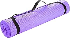 Mind Reader YOGAPVC-PUR All Purpose Extra Thick Yoga Fitness & Exercise Mats with Carrying Strap, High Density Anti-Tear