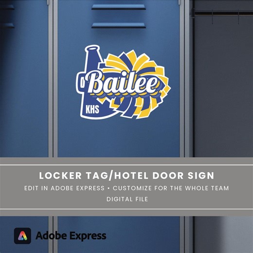 Cheerleader Locker Sign, Spirt Door Sign, Locker Decoration Name Tag, Competition Team Sign, Cheerleading Name Tag, Editable Template - Etsy
