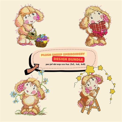 Plush Sheep Embroidery Design Bundle, Cute Lamb Embroidery Patterns, Baby Nursery Machine Embroidery Files - Etsy