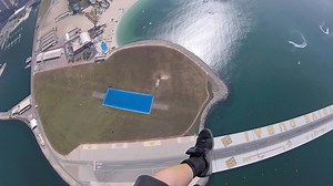 Boom! 20 seconds of amazing over the pond! Are you new to the skydiving sport of swooping? Watch now the complete experience of what it takes to get to the setup point here http://www.facebook.com/events/110996939630538/. | Skydive Dubai