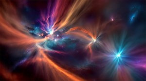 Download AI generated Animation of flying through nebula, clouds and bright stars.Animated video graphics. for free