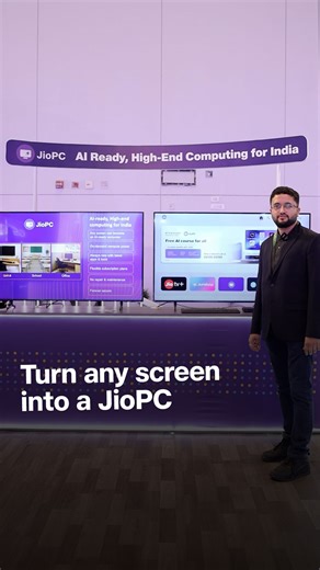The future of computing is here at #IMC2025 Turn any screen into an affordable AI-ready PC with JioPC. India Mobile Congress #WithLoveFromJio #DigitalTransformation #JioAtIMC #JioPC #IndiaMobileCongress | Jio