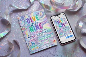 9th Birthday Pool Party Invitation: Dive Into Nine Swim, 5x7 4x6 Editable Template - Etsy Canada