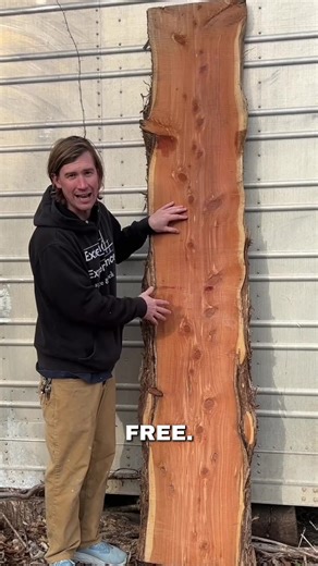 This slab of eastern cedar (aromatic cedar) measures to be 7’8” long, 2.5” thick, and mostly 16” wide