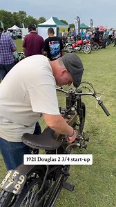 1921 Douglas 2¾hp (349cc flat twin cylinder engine). Starter and owner in shot is Colin Gunn. Location is the 2023 Kop Hill Climb which took place in Princes Risborough, Bucki#19 | Abigail Martin