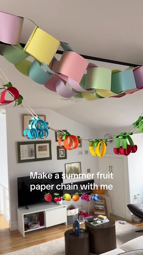 DIY Fruit Paper Chain: Easy Summer Craft with Colorful Fruits 🍓🍒🍋🍊🍇🫐