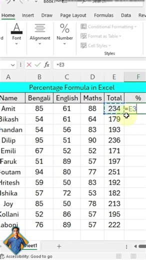 how to apply percentage in excel