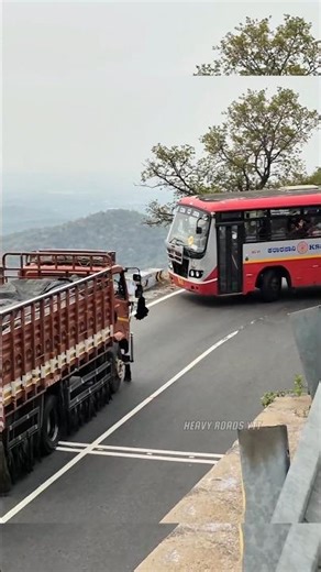 When experienced driver taking the ghat effortlessly #ghat #road #bus