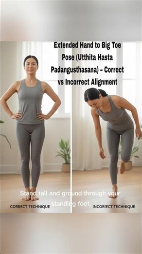 Extended Hand to Big Toe Pose (Utthita Hasta Padangusthasana) – Correct vs Incorrect Alignment