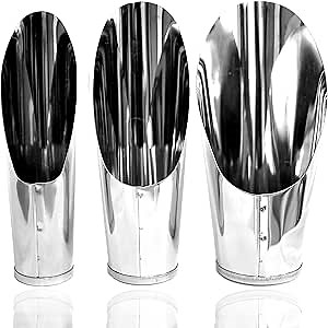 Bonsai Soil Scoop Metal 3 Pcs Set (Large, Medium, Small) Stainless Steel Garden Hand Soil Scooper, Professional Bonsai Tool Kit, Silver