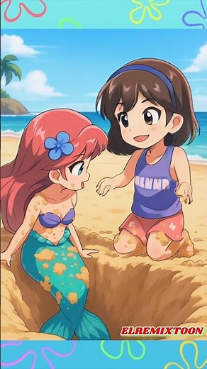 Mermaid stranded on the sand #cartoon #cartoon #animation