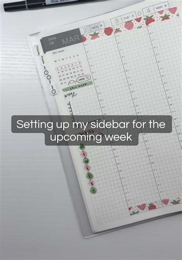 Setup my sidebar for the upcoming week in my hobonichi cousin 🍓 #hobonichi #plannertok #plannercommunity #planwithme #stationary