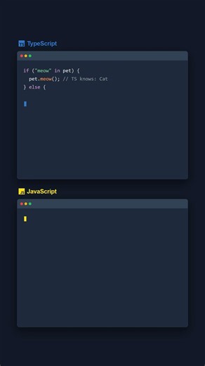 "in" Narrowing — TypeScript vs JavaScript