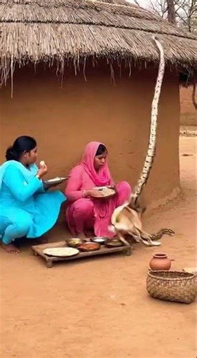 Women Eating Python on Roof Then Dog Surprises Everyone #viral #funny #animals