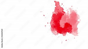 Red Ink brush stroke transition. Ink splash. Abstract ink brush blot, splat, fluid art, overlay, alpha matte composition, spreading brush stroke. ink transition splatter spreading effect.