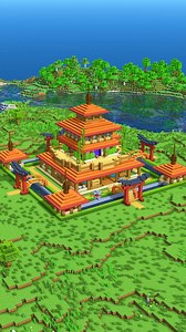 Japanese Survival House - This build has all the survival needs. An open design ground floor with animal pens and space to enchant along with a portal and bedroom upstairs. The base is complete with a surrounding moat to protect you against any hostile mobs! #minecraft#charliecustardbuilds | Charliecustard Builds