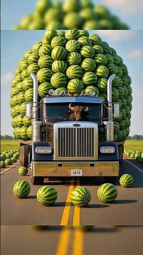 The farmer's buffalo brings watermelons from city 😭 #ai #buffalo #farmer