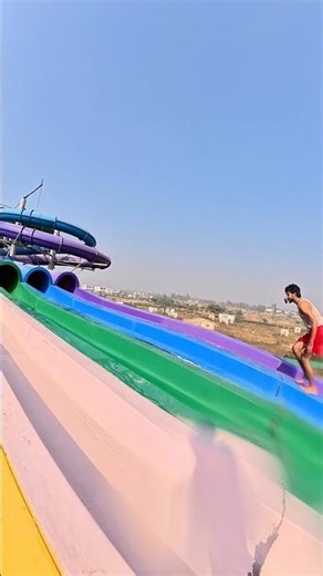 Climb on biggest Water Slide Playground parkour pov 🥶#fyp #shorts#msaparkour