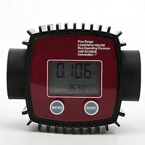 Liquid Water Flowmeter, 1in Female Thread Digital Display Flowmeter,High Sensor 10-120L/MIN 0-999999(Red)