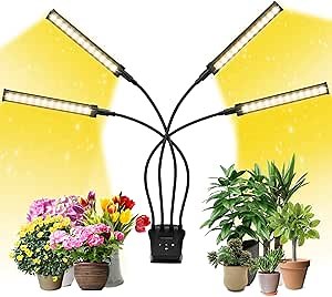 Grow Light, Full Spectrum Indoor Plant Grow Lights with LCD Display Timer, Adjustable Gooseneck, 0-24 Hours Timer, 4 Switch Modes, 10%-100% Brightness Setting