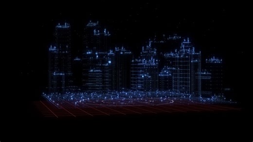 Computer, Hologram, City. Free Stock Video