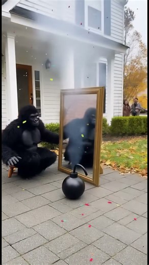 Funny Gorilla Prank Gone Wrong! 🦍💥 Mirror Bomb Prank #Shorts