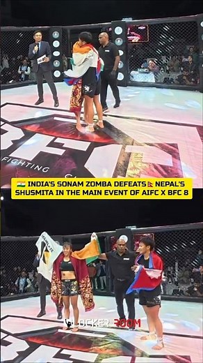 WIN FOR 🇮🇳 Sonam Zomba with a win in the main event Kickboxing showdown at AIFC X BFC 8