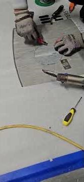 How to patch repair a damaged vinyl flooring and hot welding _ Diy back garden presents