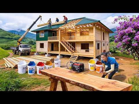 Building a Wooden Log Cabin From Scratch | How to Paint Wood Step by Step