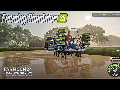 Farming Simulator 25 First Rice Gameplay | Rice irrigation, plant and Harvest | FS25 Pure Sound