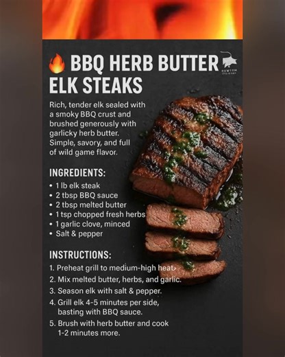 BBQ Herb Butter Elk Steaks Rich, tender elk steaks seared over...