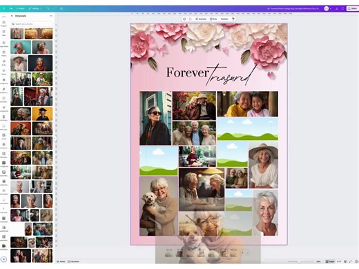 Funeral Celebration of Life Memorial Photo Collage Sign: Memorial Template (Canva Editable, Digital Download)