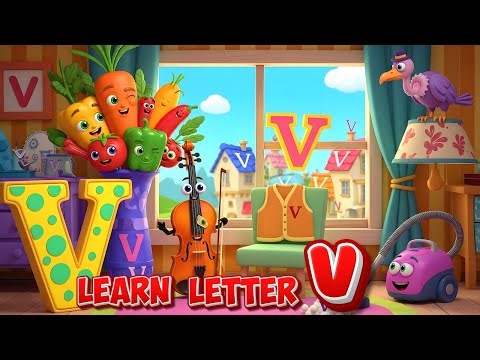 Learn Letter V for Kids | Van, Violin, Volcano & More | Fun Alphabet Learning Video