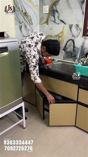 “Modern kitchen + divider design 😍 home upgrade ready! Call now for custom interiors ✨📞”