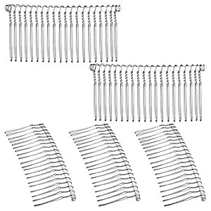 5 Pieces Hair Combs for Women Accessories Metal Bridal Hair Comb 20 Teeth Wedding Veil Comb Decorative for Women Fine Hair(White K)