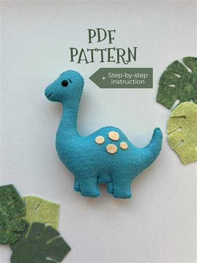 Felt Dinosaur PDF Pattern With Sewing Tutorial. Nursery Decor Dinosaur Theme - Etsy