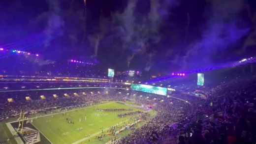 Errant firework crashes onto the field of the stadium, Baltimore, USA