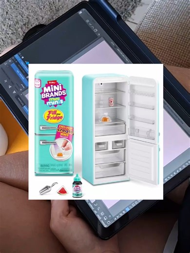 a minha geladeirinha 🗣💖 #geladeirinha #minifridge #minibrands #artista #desenho