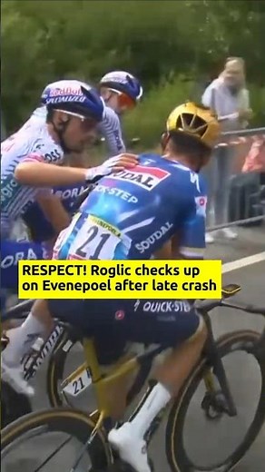 RESPECT! Roglic checks on Evenepoel after crash #TourdeFrance