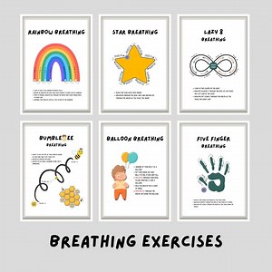 Breathing Exercises Poster for Kids, Set of 6, Calming Corner Print, Growth Mindset, Homeschool Printables, Rainbow Breathing Techniques - Etsy