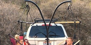 A company designed a stand that lets you set up a hammock anywhere