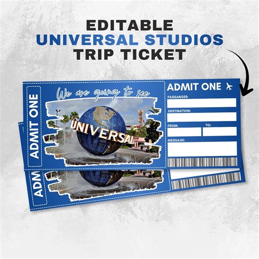 Editable Universal Studios Trip Ticket - Surprise Gift Boarding Pass (canva Template Digital Download) - Etsy