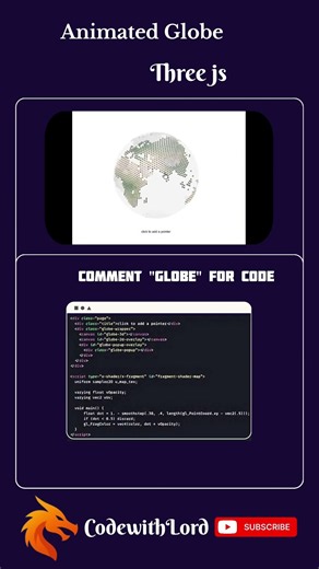 Animated Globe with Three.js 🤯 | Interactive 3D Web Design #Shorts